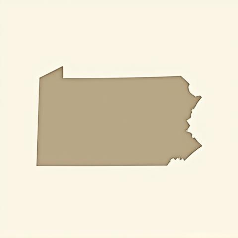 Stylized map illustration of Pennsylvania, highlighting the St Marys headquarters and surrounding service area with colors from the brand palette.