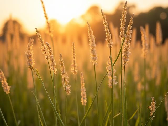 Waving stands of native switchgrass, Panicum virgatum, showing tall, flexible stems and seed heads in autumn light.