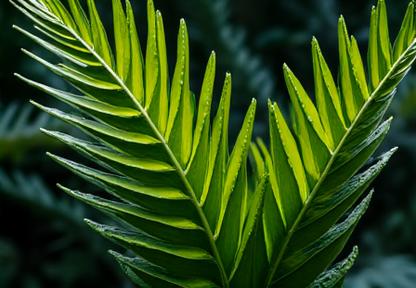 Architectural rare palm reaching upwards with vibrant green fronds