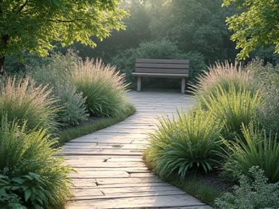 A serene path through a highly sensory garden designed for calm and reflection