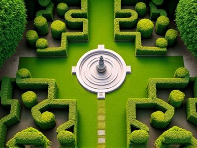 Aerial view of a restored formal garden at an 18th-century Pennsylvania estate