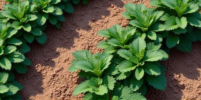 Small accessible plots growing edible herbs and berries, ready for harvesting by a therapy group.