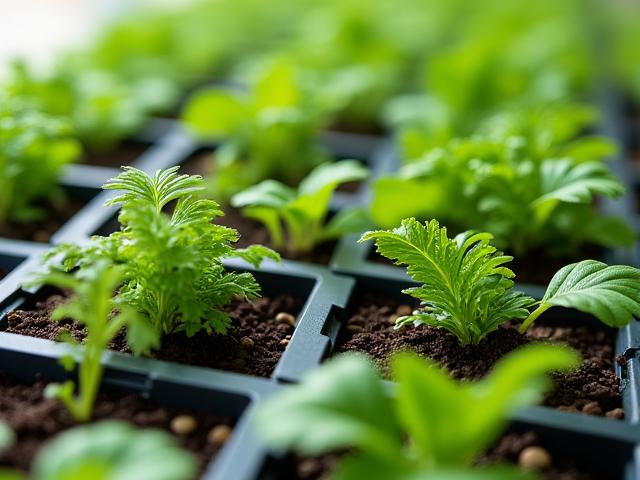 Close-up view of a high-density vertical gardening system using interlocking modular plastic panels filled with vibrant, healthy plants.